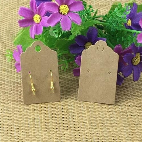 Simple Style Kraft Blank Paper Earrings Card and OPP Bags Ear Stud Fashion Jewelry Accessory Displays Packaging Cards 100Pcs/Lot