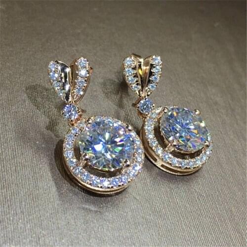 Heart-Shaped Earrings Large Zircon Round Eardrop for Women Sweet and Delicate Metal Pendant Earrings Fashion Accessories Gifts