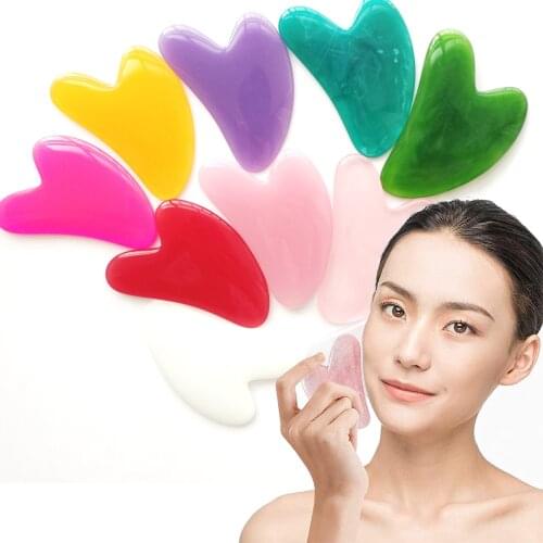 1pc Heart Shape SPA Massage Beeswax Resin Gua sha Scraping Massage Scraper Face Acupuncture Guasha Board Massager