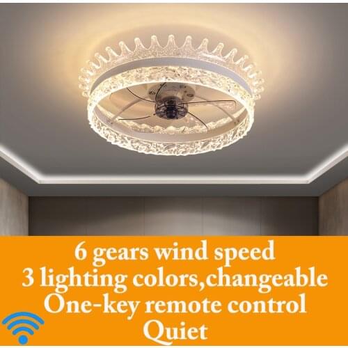 Modern Crown Ceiling Lights Fans Lamp LED Remote Control Changeable Adjustable Indoor Home Decor Living Dining Room Bedroom