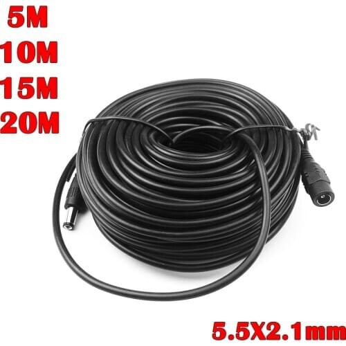 5M 10M 15M 20M DC Extension 5.5x2.1mm Power Cord Cable Extender For Security Camera 12V Power (Not Work For PTZ Camera)