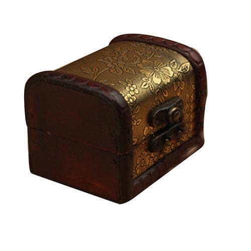 Vintage Floral Pattern Wooden Jewelry Box Organizer Ring Necklace Storage Case