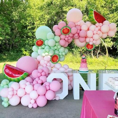 172pcs Summer Watermelon Balloon Garland Kit Foil Balloon Decor for Kids Birthday Party Baby Shower Girl Boy 1st Birthday Party