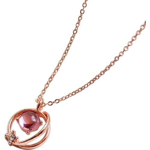 Women Pendant Necklace Charm Necklace Key Shaped Pendant Necklace Fashion Clavicle Chain Rose Gold Color Necklace for Women