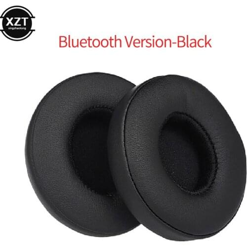 1Pair Wire Headphone Ear Pads Wireless Bluetooth Earphone EarPads Round PU Leather Ear Cushions for Beats Solo 3 / Solo 2