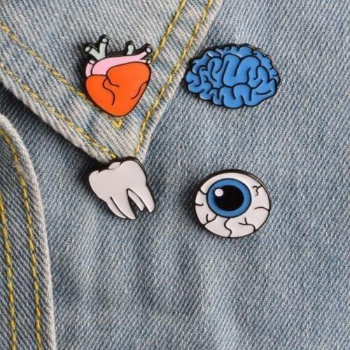 1 pcs cartoon body organ metal badge brooch button pins denim jacket pin jewelry decoration badge for clothes lapel pins