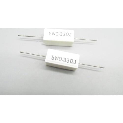 10pcs 5W Cement resistance 0.1 ~ 10k ohm 5% 0.22 0.33 0.5 1 10 100 1K 10K ohm 0.1R 0.22R 0.33R 0.5R 1R 10R 100R