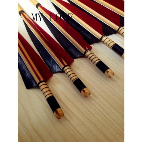 12pcs wooden Arrows handmade turkey feather longbow hunting Archery shooting