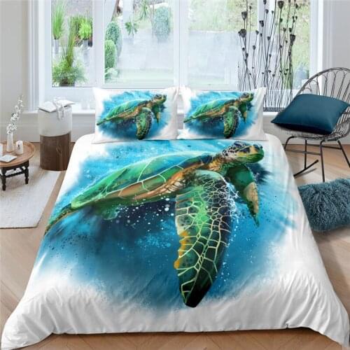 Luxury 3D Marine Animal Print 2/3Pcs Kids Bedding Set Comfortable Duvet Cover Pillowcase Home Textile Single Queen and King Size