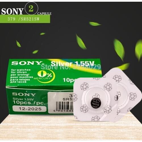 Hot selling 2pcs FOR SONY AG0 LR521 379 Button Cell Coin Silver oxide 1.55V Single grain packing For Watches Toys EE6201
