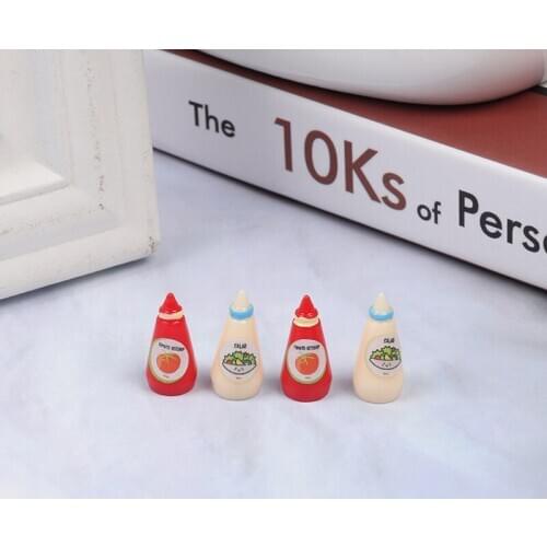 4pcs/set 1:12 Dollhouse Miniature Food Mini Ketchup Salad Dressing Imitation Toy Doll House Acessories New