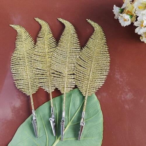 6Pcs Rose Gold Glittering Feather Christmas Tree Decoration Dressing Clip Wedding 2022 New Year Party Navidad Home Decor Tool