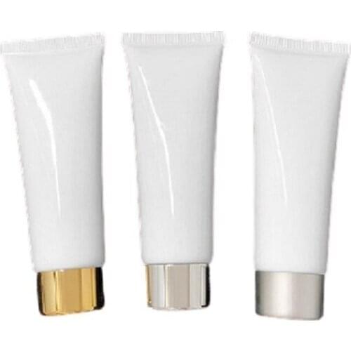 80ML 80g Silver Gold Black Screw Lid Empty White Cosmetic Facial Cleanser Hand Body Cream Packaging Squeeze Tubes Bottles 50pcs