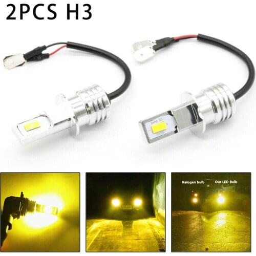 NEW Car LED Bulb 360 Degree DC 12V-24V LED Bulbs Super Bright H3 CSP LED Fog Light Bulbs Conversion Kit 80W 2000LM 3000K Yellow