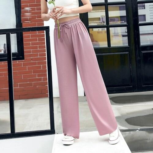 Women Pants 2021 New High Waist Casual Summer Ice Silk Long Trousers Female Slacks Anti-Mosquito Anti-Sun Pants Soft Comfort