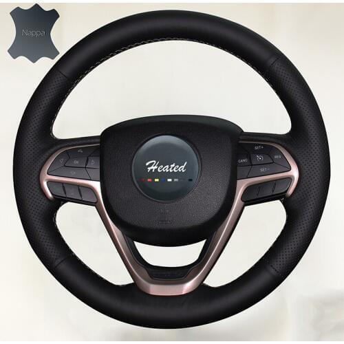 Decorative Anti-slip Nappa Genuine Leather braid on the steering wheel Cover for Jeep Grand Cherokee 2014-2016 capa para volante