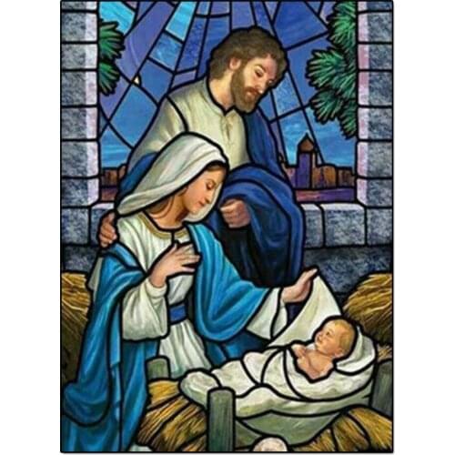 Diy Diamond Painting Nativity Day Cross Stitch Diamond Embroidery Religious Picture Of Rhinestones Christmas Church Banner A2205