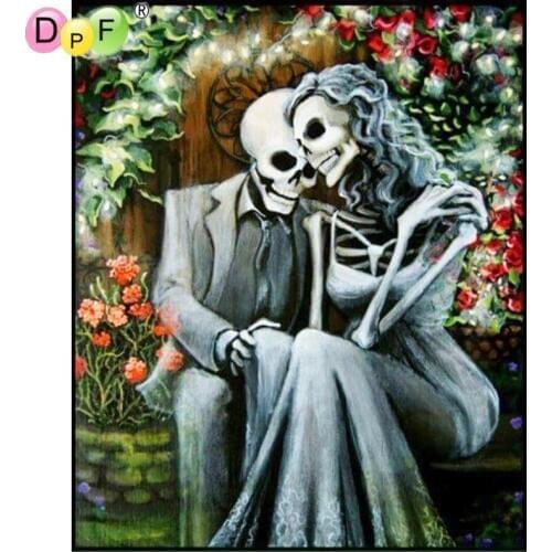 DPF DIY Diamond Embroidery crafts 5D full Round DIY Diamond Painting Skull Couple Love Magic Cube Cross Stitch Mosaic Decor