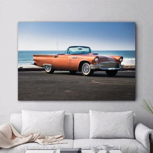 Ford Thunderbird Oldtimers Car Retro Convertible Posters Canvas Printed Wall Art For Home Decor Living Room Decorations