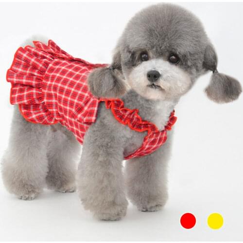 Cotton dog dress for small dogs Plaid puppy clothes luxury fashion pet costume chihuahua vestidos para perritas dropshipping