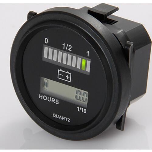 Battery Percentage Gauge ROUND LED Battery Indicator Hour Meter for Golf Carts Car Electric Vehicle Scooter Motorcycle BI004