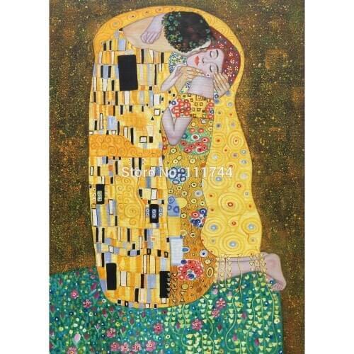 Portrait of Woman artwork lovers painting The kiss gustav klimt oil paintings gold leaf handmade canvas art for room wall decor