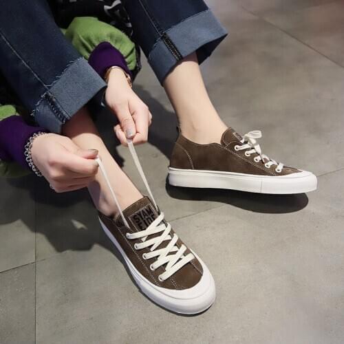 Spring Womens Shoes Casual Sneakers Ladies Fashion Low-top Comfortable Solid Color Lace-up Classic Canvas Shoes Women U16-79