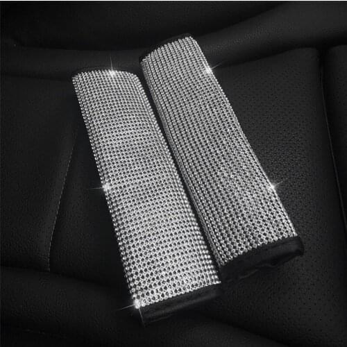 2PCS Crystal Seat Belt Shoulder Pads Bling Car Accessories Diamond Rhinestone Seat Belt Shoulder Protect Pad Cover Cushion
