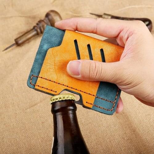 Leather Pocket Organizer Wallet Metal Wallets for Men Minimalist Rfid Blocking, Tactical Wallet with EDC Multitool