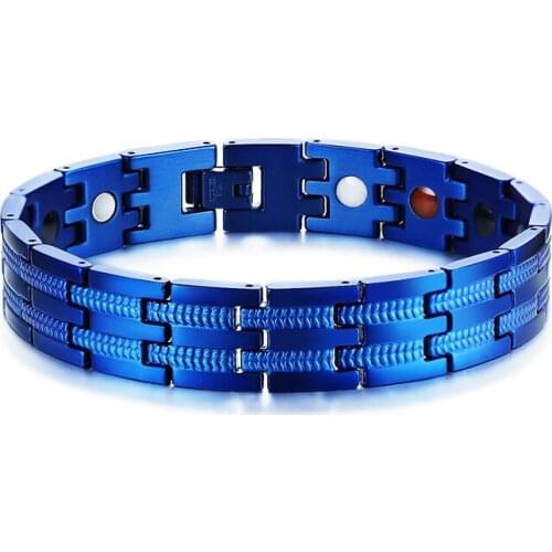 Cool Blue sea magnet therapy germanium bracelets for men marriage anniversary birthday gift party jewelry man