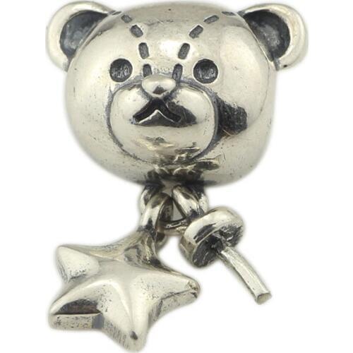 Bear Head Star Charm Bead Silver 925 Original Beads Fit Original Bracelet Jewelry Vintage Bead for Jewelry Making Beads Pendants