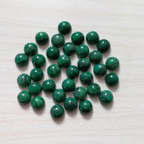 Fashion green agates stone beads charms 8mm round cab cabochon no hole for jewelry Accessories Wholesale 50pcs free shipping