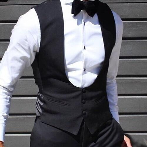 Men Suit Vests for Wedding Prom Black Slim Fit Single One Piece Waistcoat Custom Fashion Coat New Arrival
