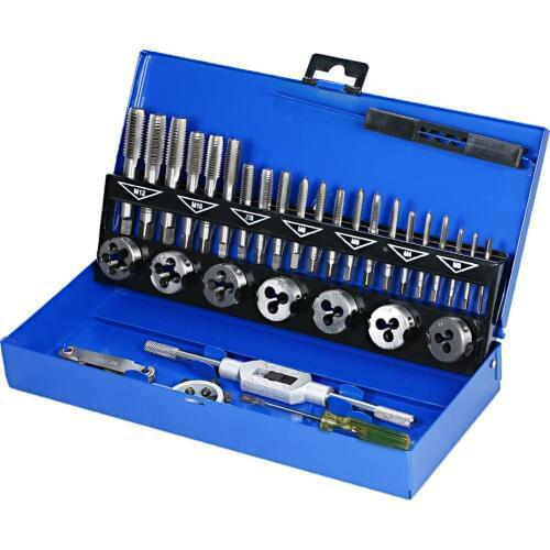 32 PCS HSS Tap Die Set Wrench Thread Cutting Engineer Kit M3-M12 Tap Die Screw Thread Making Tool Bit Set