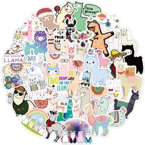 50 Pcs Sheep Llama Alpaca Kawaii Cartoon Stickers Hip Hop Camel Animal Stickers for Kids Scrapbooking Decorative Stickersv