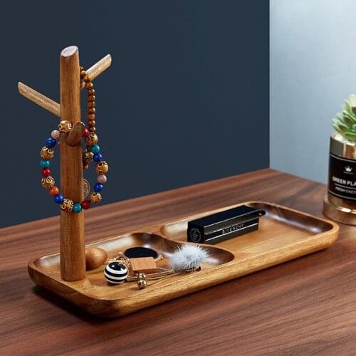 Entrance Wooden Storage Tray Desk Organizer Key Remote Control Storage Shelf Home Office Room Decoration Sundries Storage Holder