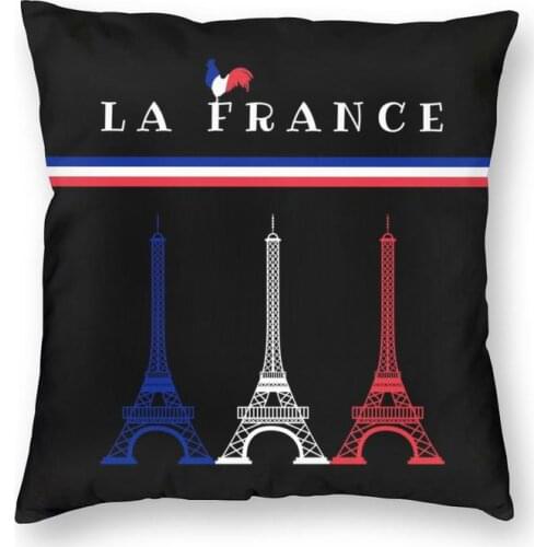 La France Flag Cushion Covers Sofa Home Decorative French Eiffel Tower Square Throw Pillow Case 40x40cm