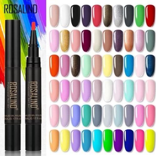 ROSALIND Neon Gel Polish Pen Varnish UV Nail Semi-permanent Base Coat Primer Nail Art Extension UV LED Gel Nail Set for Manicure
