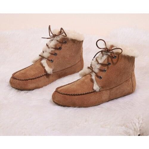 2021 New Fashion Snow Boots Natural Fur Casual Shoes Thick Wool Ankle Boots Warm Winter Boots Genuine Leather Soft Moccasins