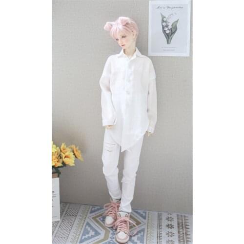 BJD doll clothes suitable for 1/3 1/4 Uncle size chiffon matching shirt hemline lengthened knot 2 color doll accessories