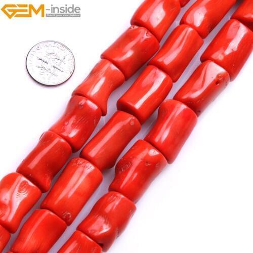 Dyed Color Tube Cylinder Columnar Column Red Coral Beads For Jewelry Making 15inches DIY Jewellery