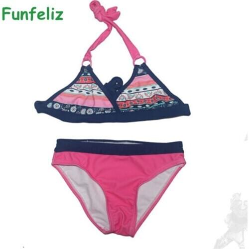 6-16 Years Two Pieces swimwear for girl Children swimsuit Kids Bikini Striped Dot bathing suit