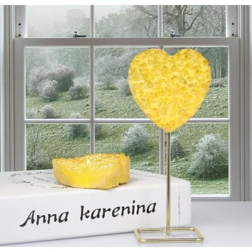 Heart Shaped Rock Quartz Ornament With Display Stand Ornaments For Room Decor Table Decoration Accessories
