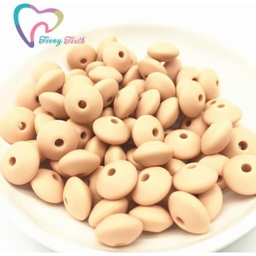 Teeny Teeth 50 PCS Silicone Abacus Teething Beads Spacers Silicon Teether Beads Necklace Lentils Food Grade Baby Silicone Beads