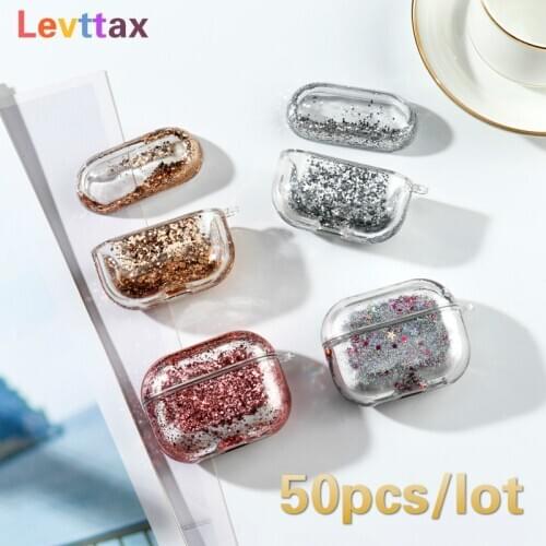 50Pcs Clear Headphone Cover Liquid Quicksand Glitter Case For Airpods Pro Wireless Bluetooth Earphone For airpods 3 For air pods