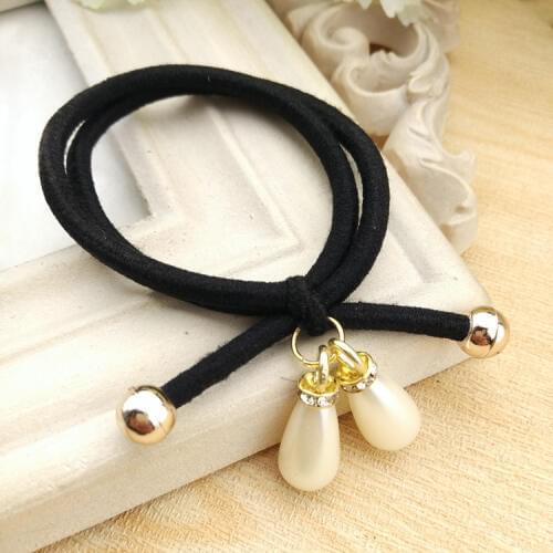 Girls Big Pearl Flower Rubber Hairband Women Hair Ornament Headband Girls Gum for Hair Double Layer Elastic Hair Band
