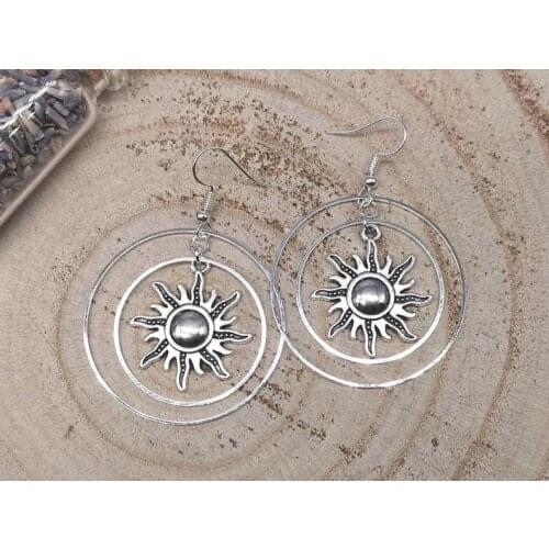 Celestial Earrings/Silver Sun Earrings/Witchcraft Pendant Earrings/Sun Goddess/Witch’s Gift