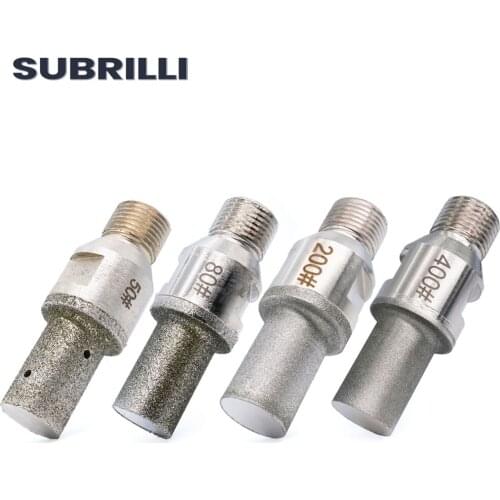 SUBRILLI Electroplated Diamond Finger Router Bit Cnc Milling Cutter For Stone Glass Hole Drilling Edge Grinding 1/2 Gas Thread