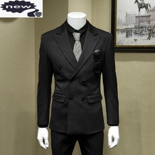 Groom Wedding Dress Suit Double Breasted Office Work Man 3pcs Outfits Party Set Slim Fit Business Meeting Formal Suits