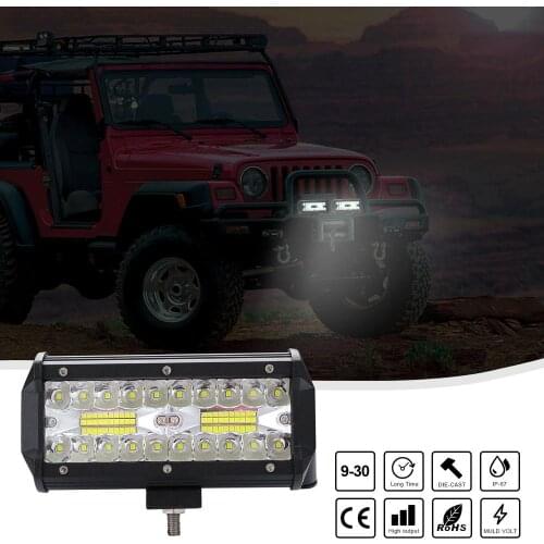 1pc High Bright 400W 6000K 3 Rows 7inch 40000LM LED Work Light Bar Driving Lamp For Automobile Sunlight Refitting Lamp